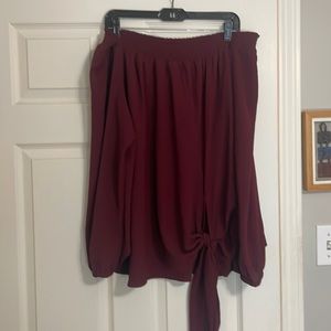 Michael Kors Cranberry Red Off The Shoulder, Tie Waist Top 3X